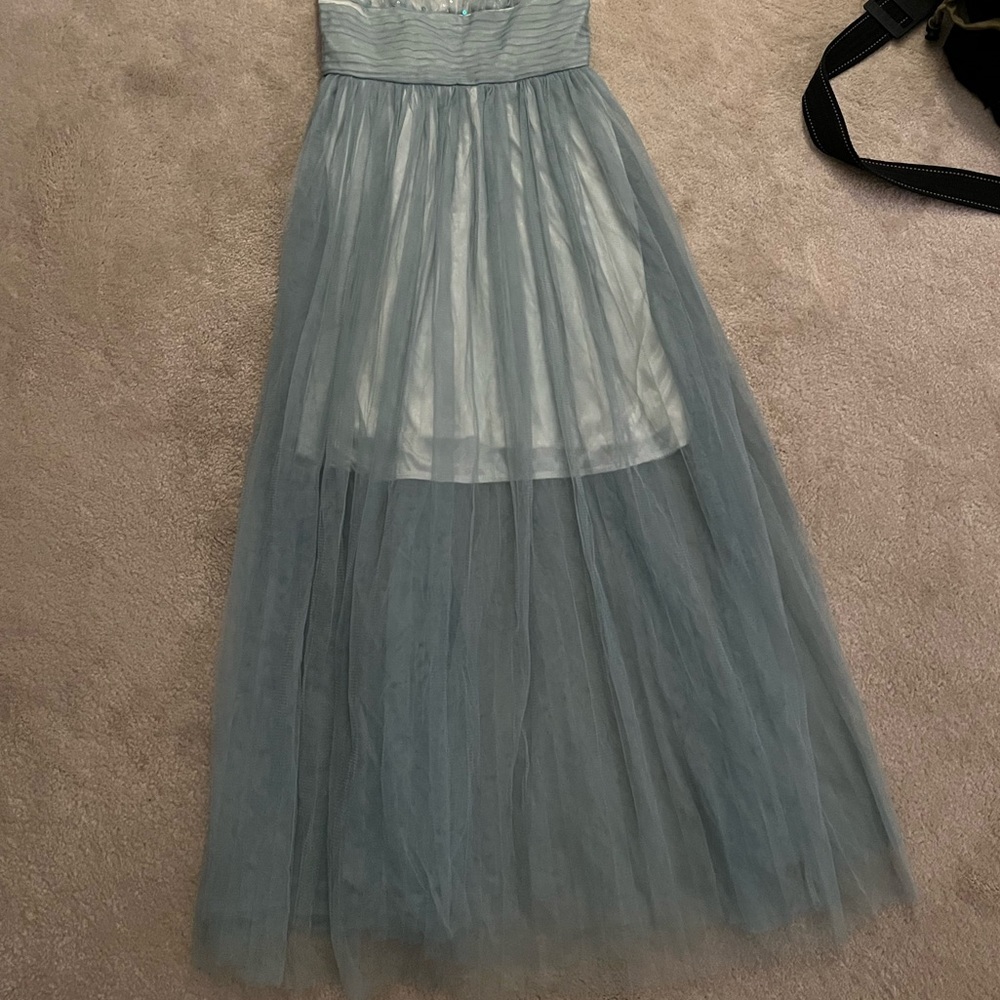 Sequins Blue And White Dress Gown